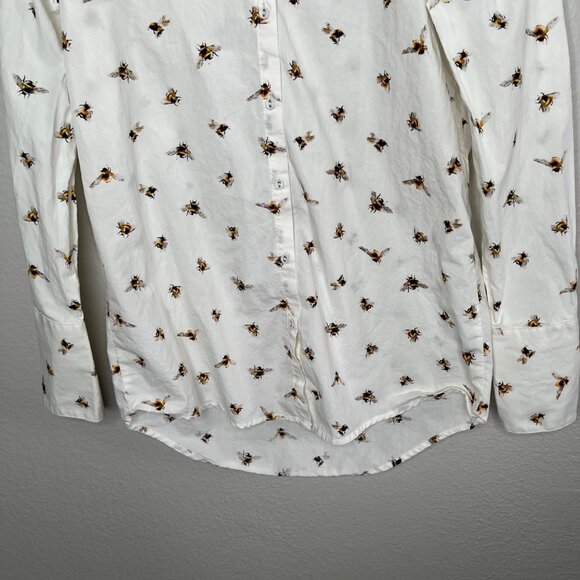 Victoria Beckham For Target XS Bee Print White Button-Up Cotton Shirt - Picture 5 of 11
